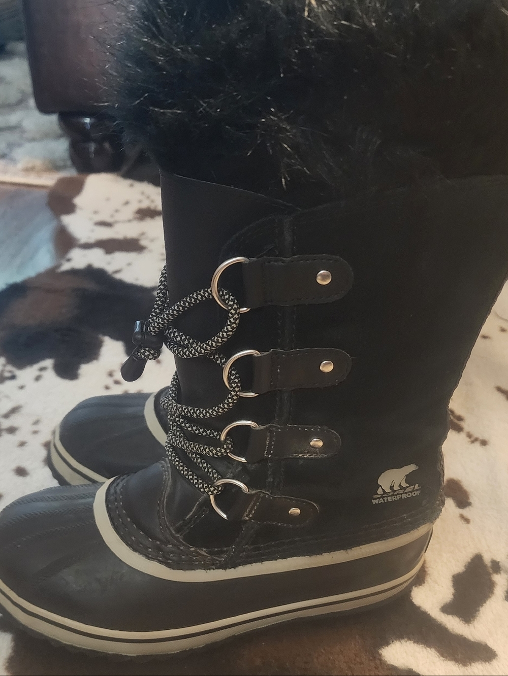 Sorel Black Kids 3 Waterproof Joan Of Arctic Fur-Trim Snow Boots
